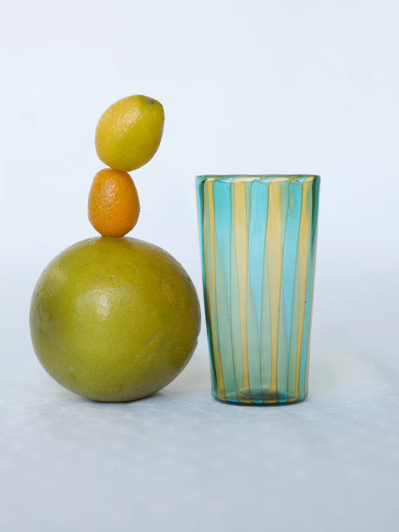 Augusta Glass - Mustard/Aquamarine