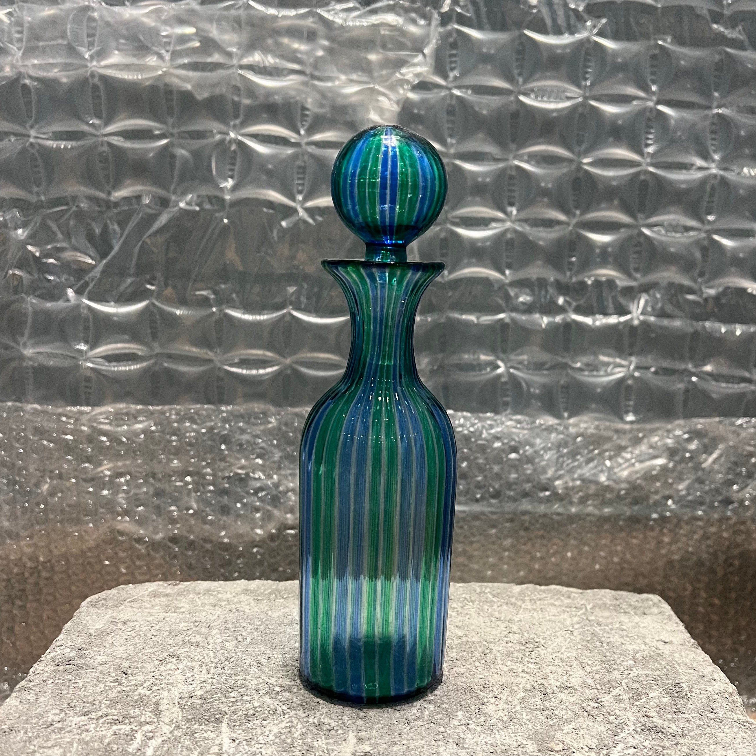 Vintage Striped Glass Bottle