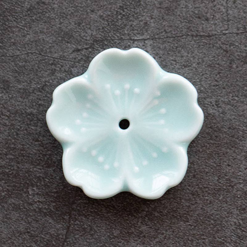 Gohobi - Cherry Blossom Ceramic Incense Holder, Light blue