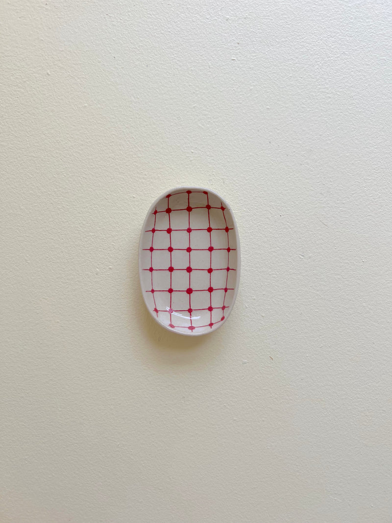 Simone Fennel - Hand-painted Mini Dish - Cream/Red