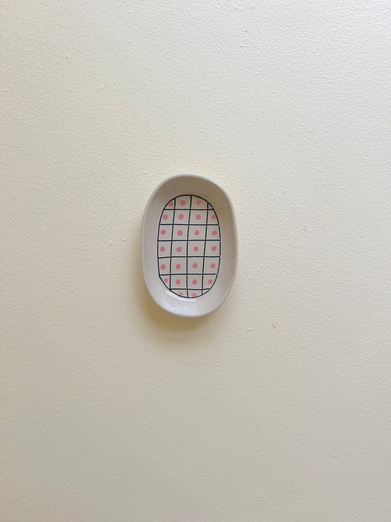 Simone Fennel - Hand-painted Mini Dish - Pink/White/Black