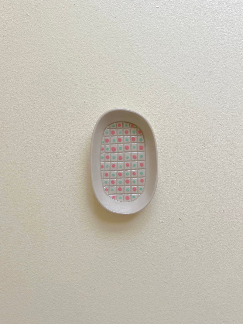 Simone Fennel - Hand-painted Mini Dish - Pink/Green