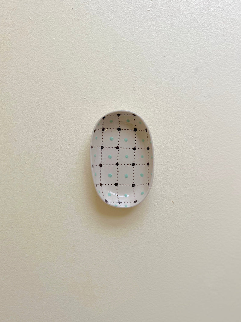 Simone Fennel - Hand-painted Mini Dish - Mint Green/Black