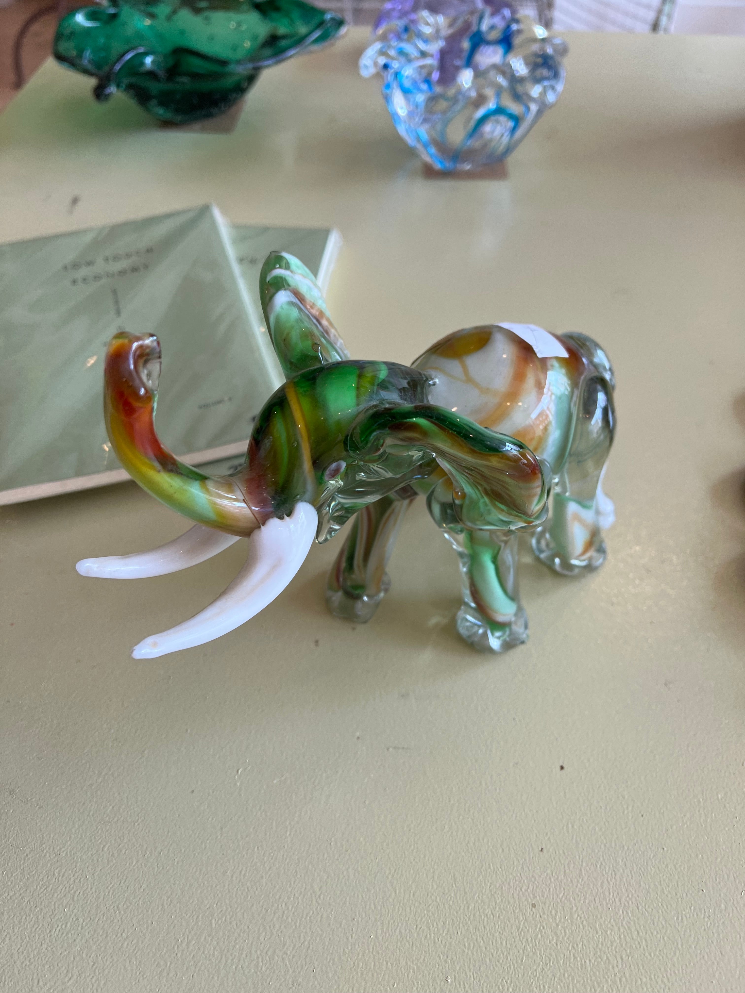 Green Glass Elephant