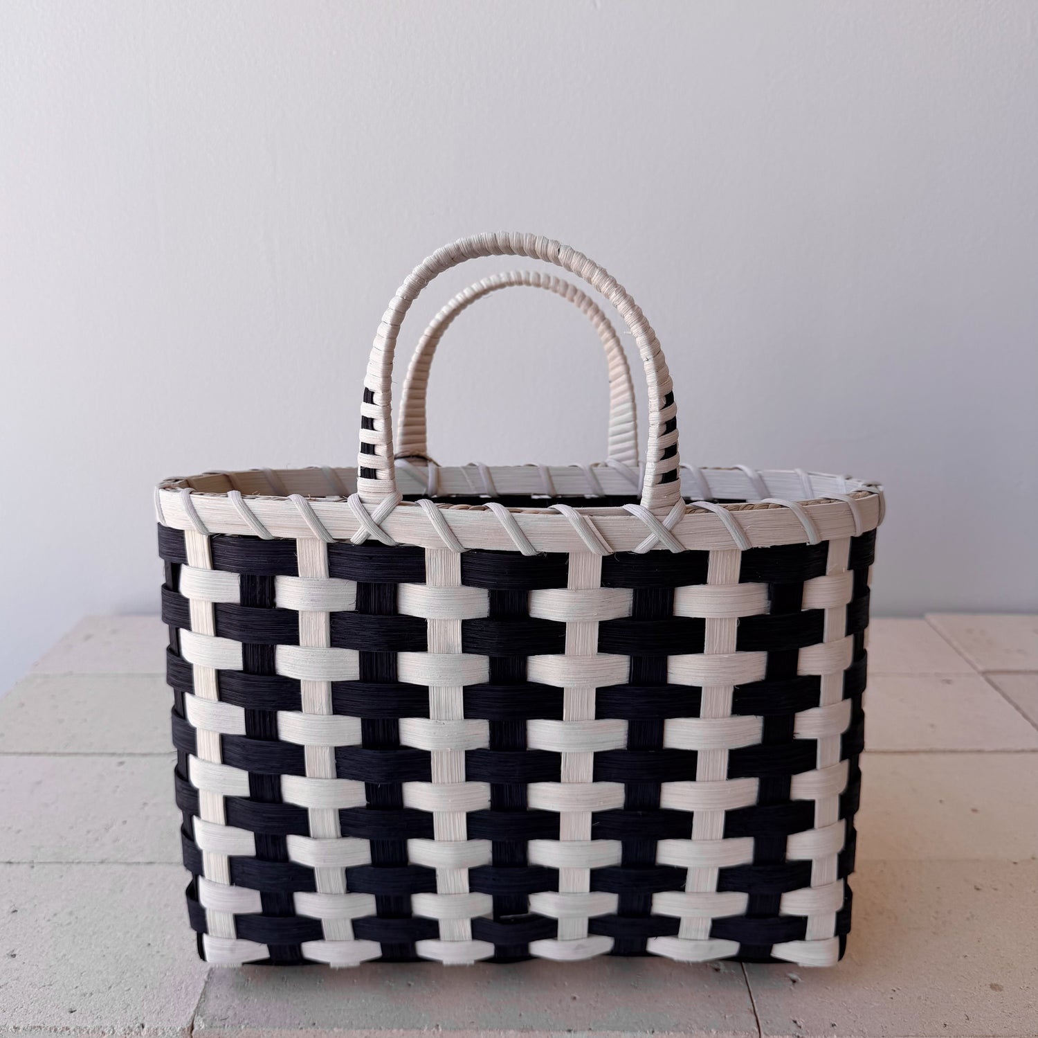 Underwater Weaving Studio - T-Striped Retro Travel Tote - Natural & Midnight