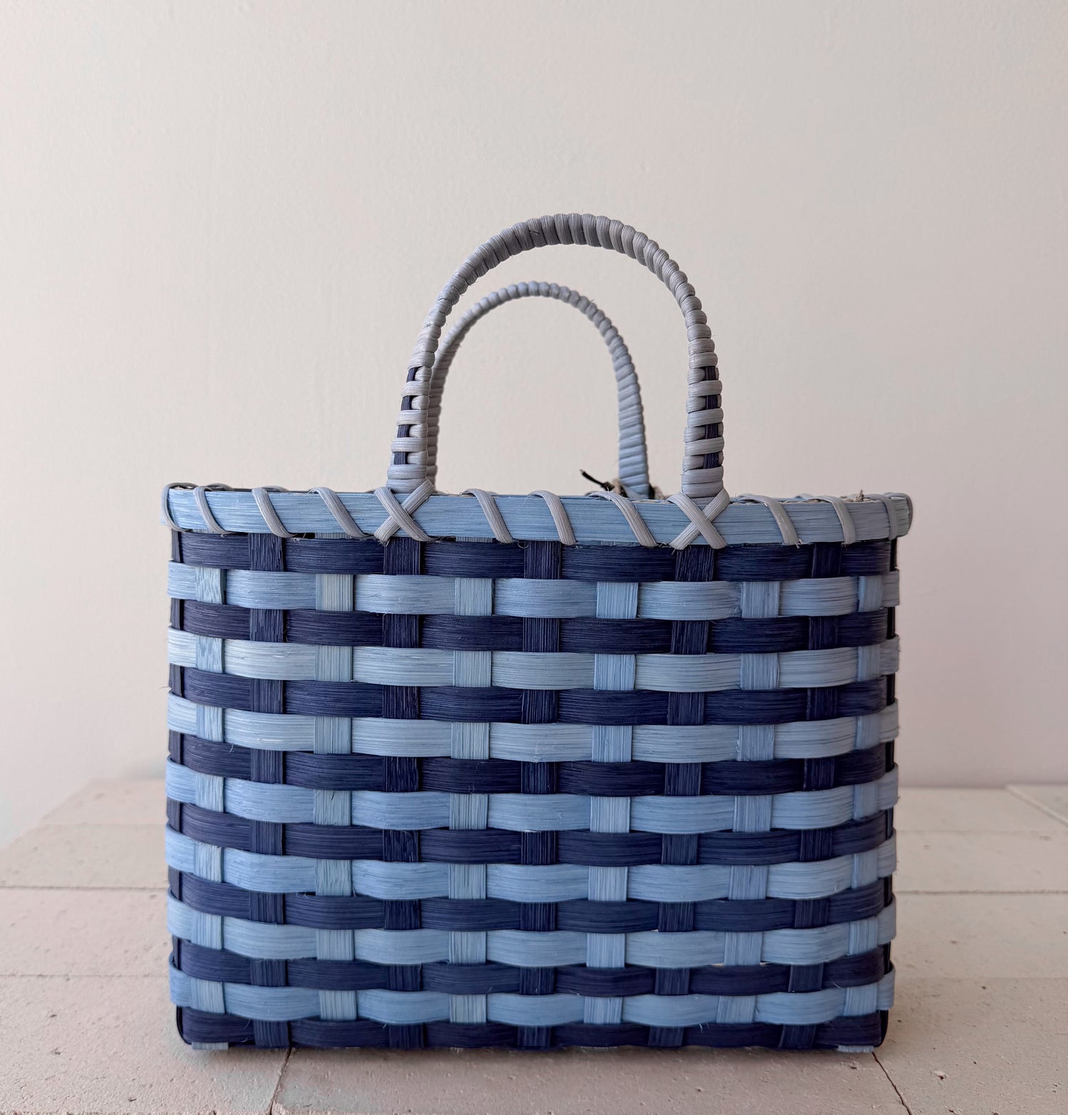 Underwater Weaving Studio - T-Striped Retro Travel Tote - French Blue & Navy