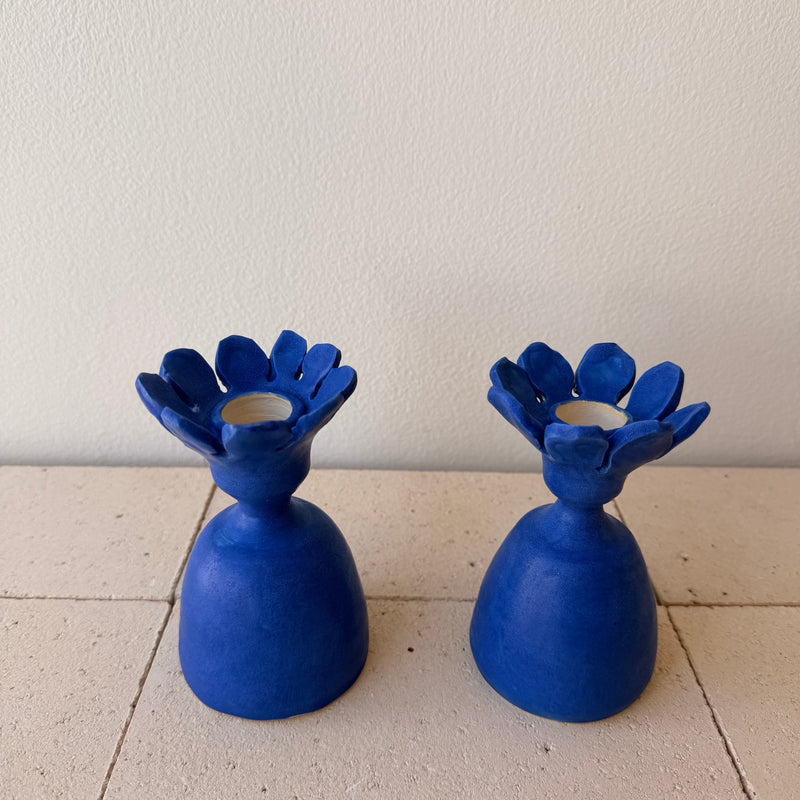 Claude Renaud - Flower Candlesticks - Cobalt