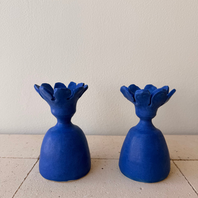 Claude Renaud - Flower Candlesticks - Cobalt