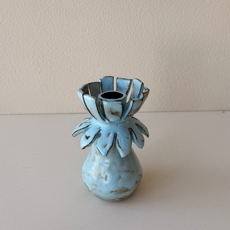 Claude Renaud - Flower Candlesticks - Baby Blue