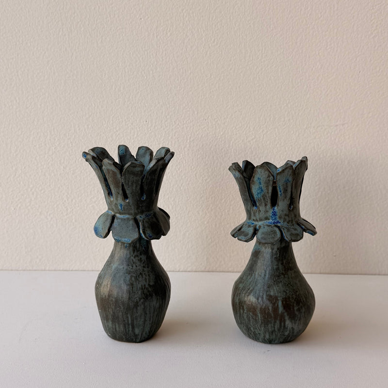 Claude Renaud - Flower Candlesticks - Cerulean