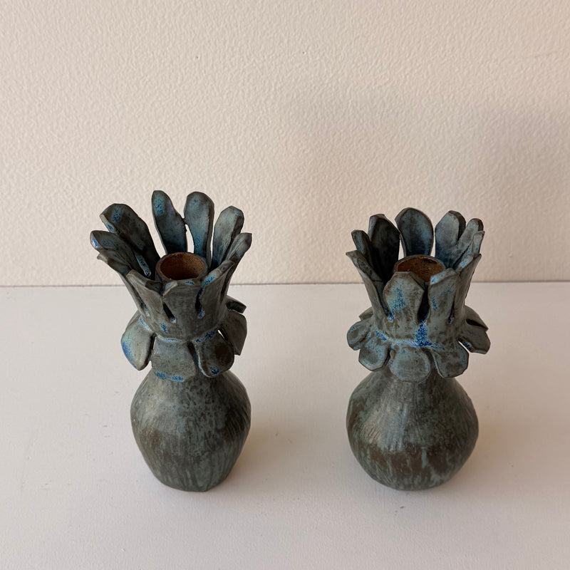 Claude Renaud - Flower Candlesticks - Cerulean