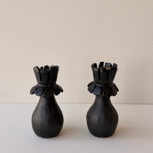 Claude Renaud - Flower Candlesticks - Black