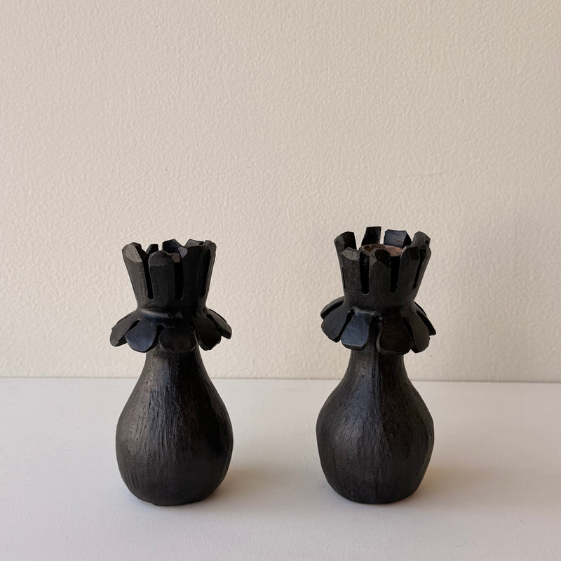 Claude Renaud - Flower Candlesticks - Black