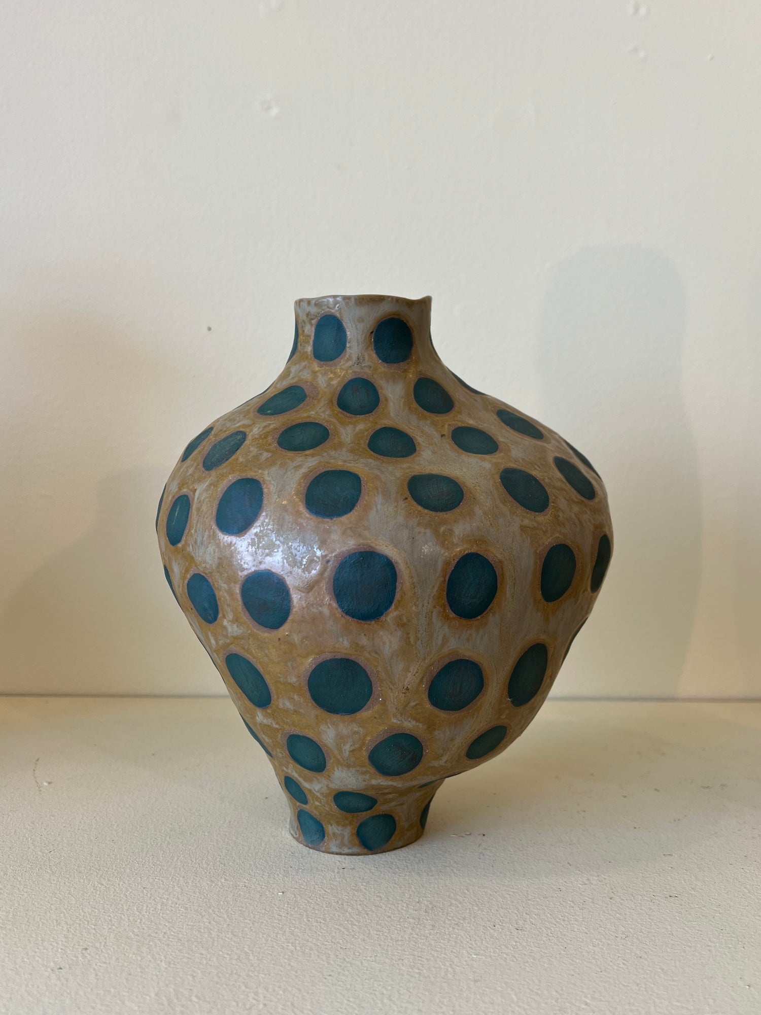 Jenny Rice -  Molted Taupe Green Spots