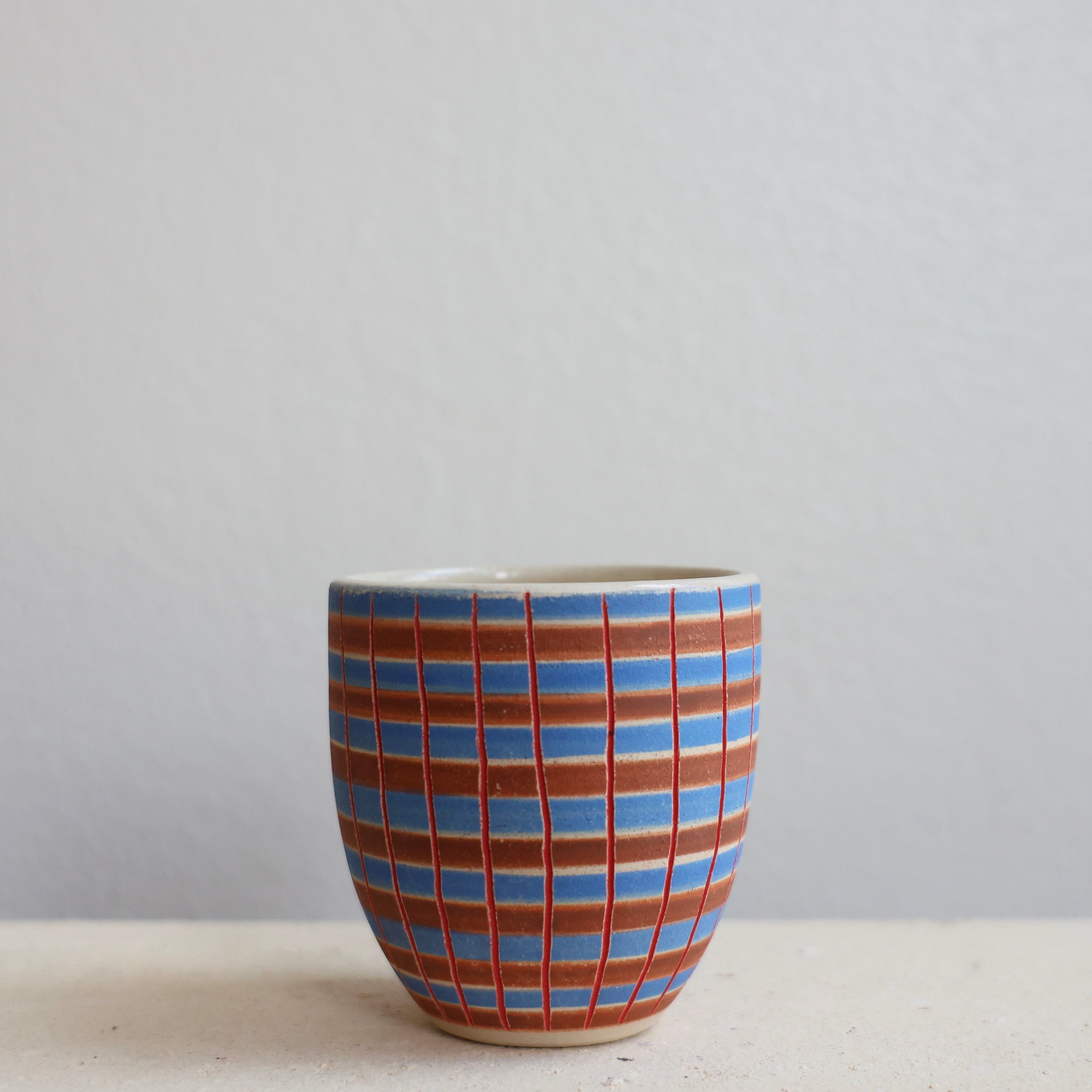 Espresso Cup Blue/Rust/Red