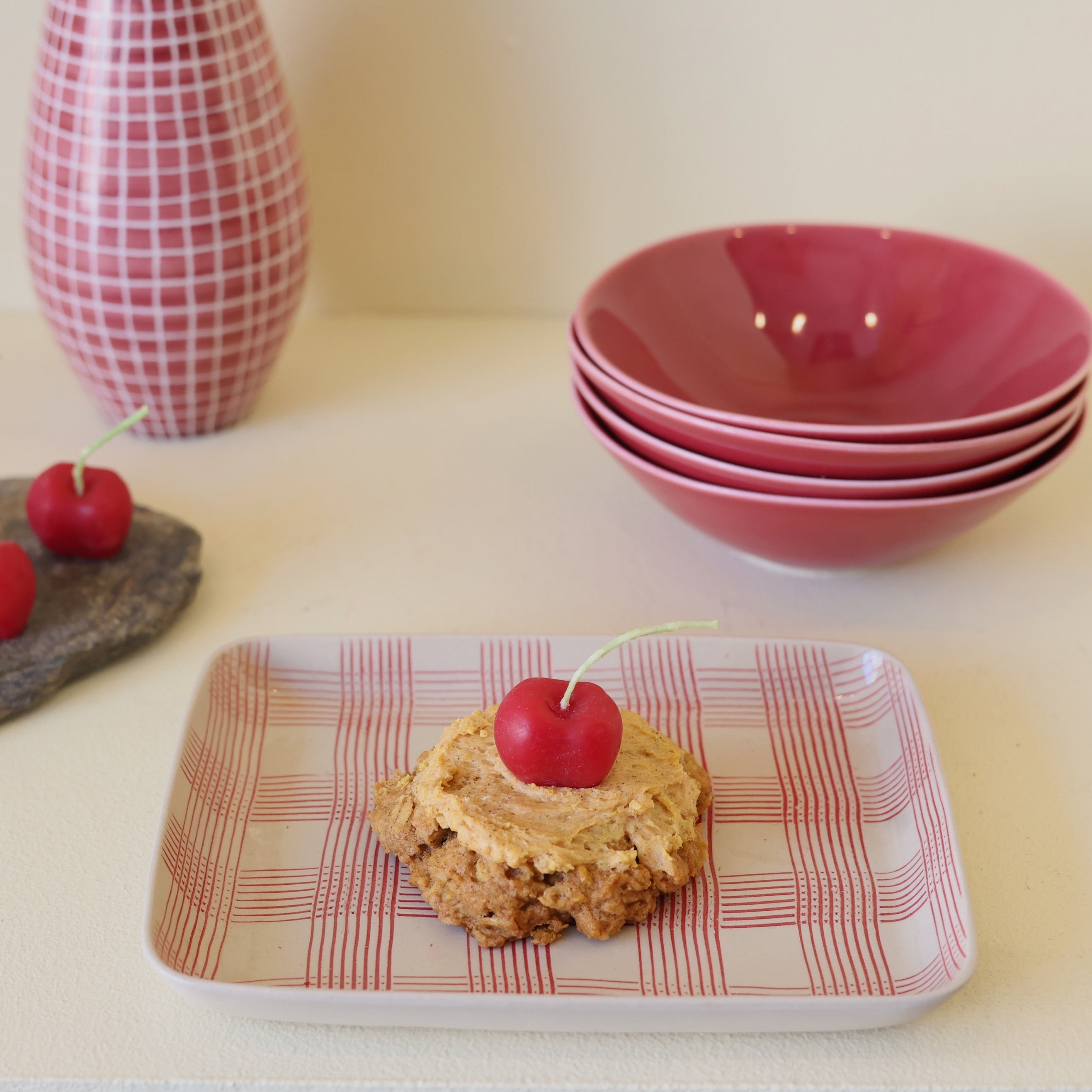 Set of 5 Cherry Beeswax Candles