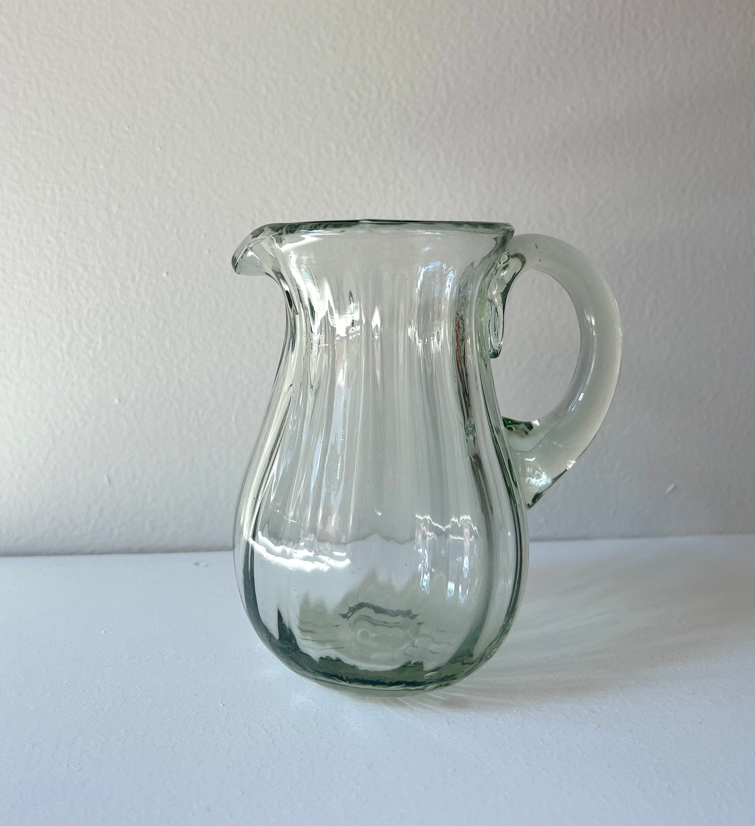 Handblown Fluted Small Pitcher
