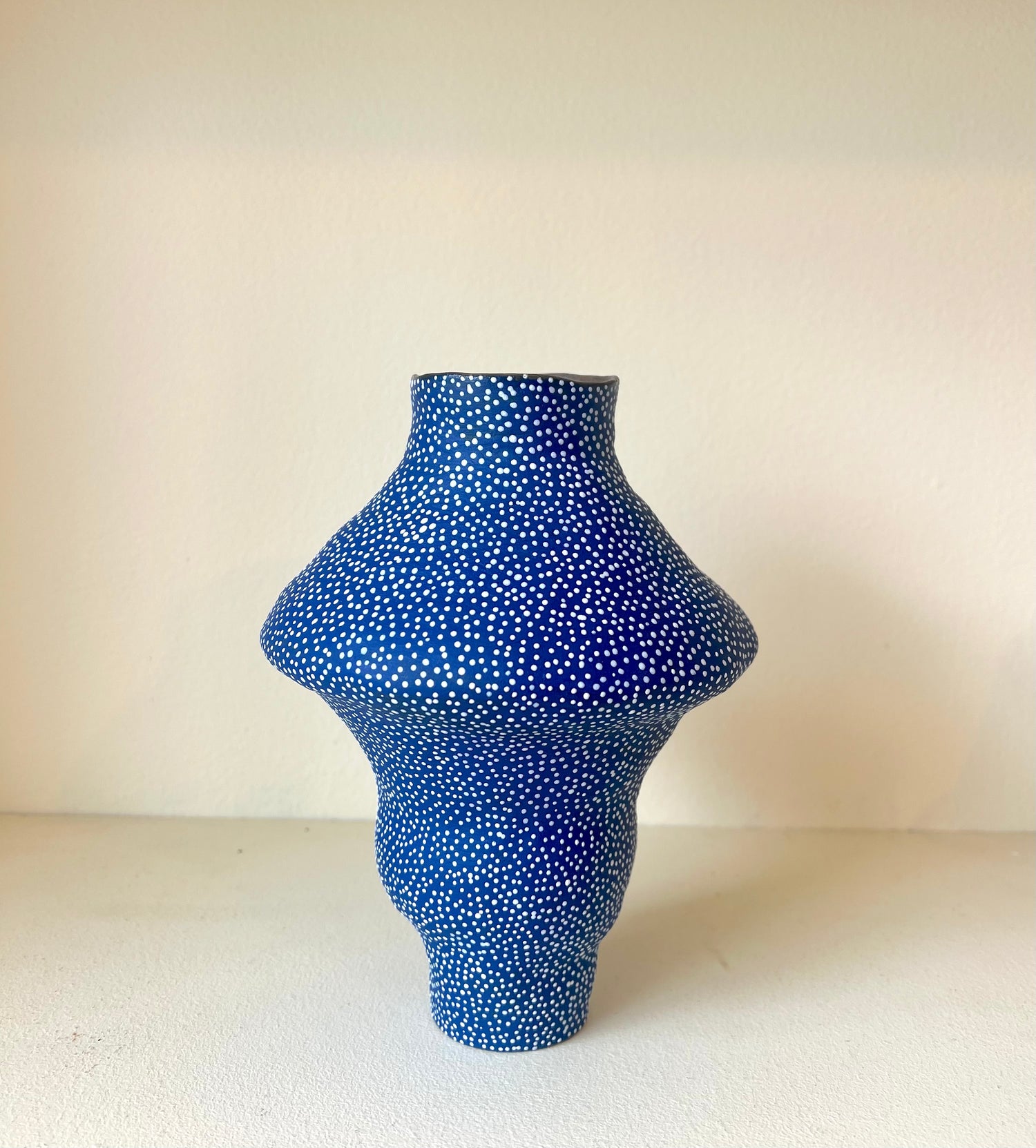Jenny Rice -  Matte Blue with White Dots