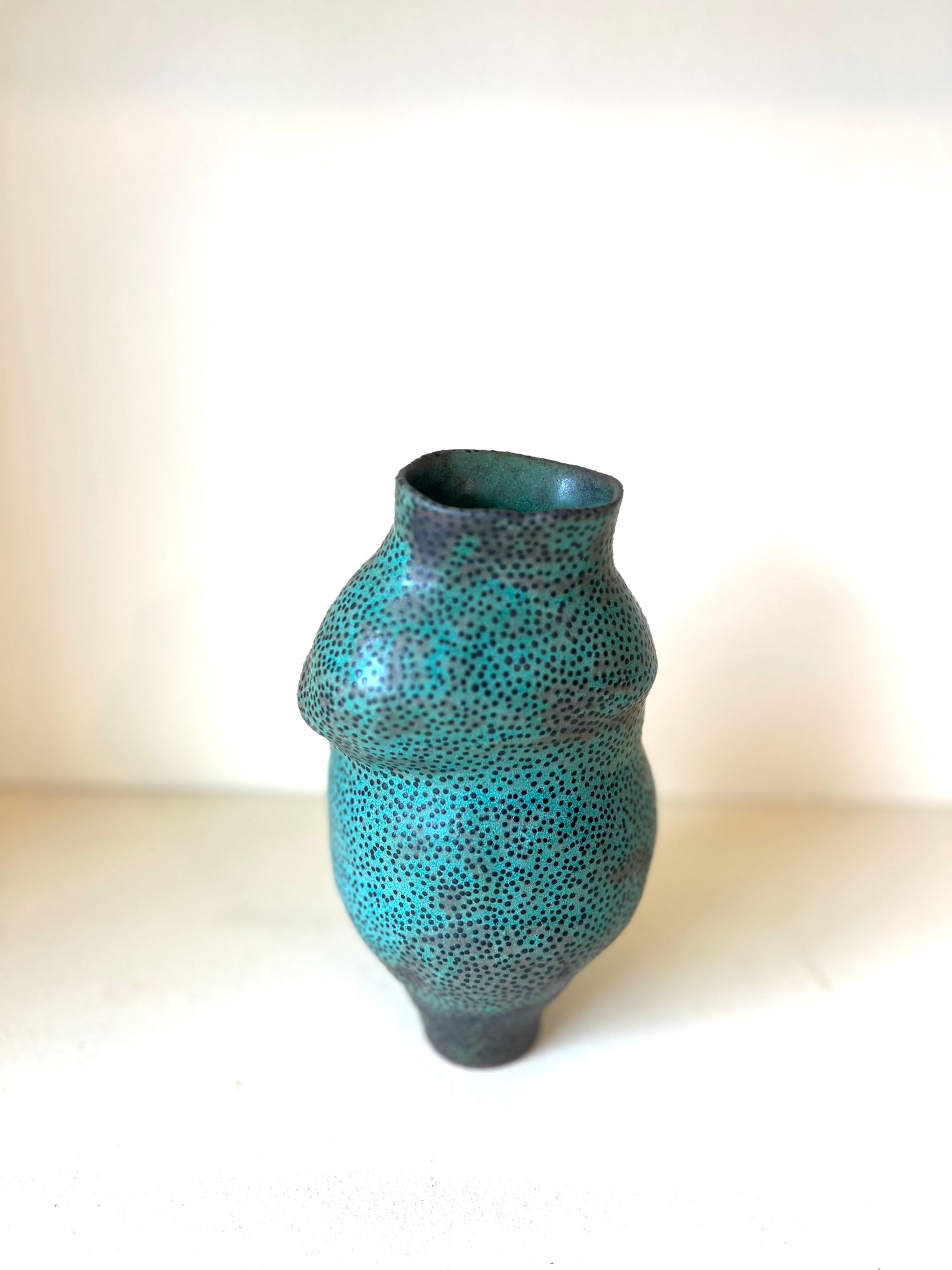 Jenny Rice -  Copper Green With Black Dots