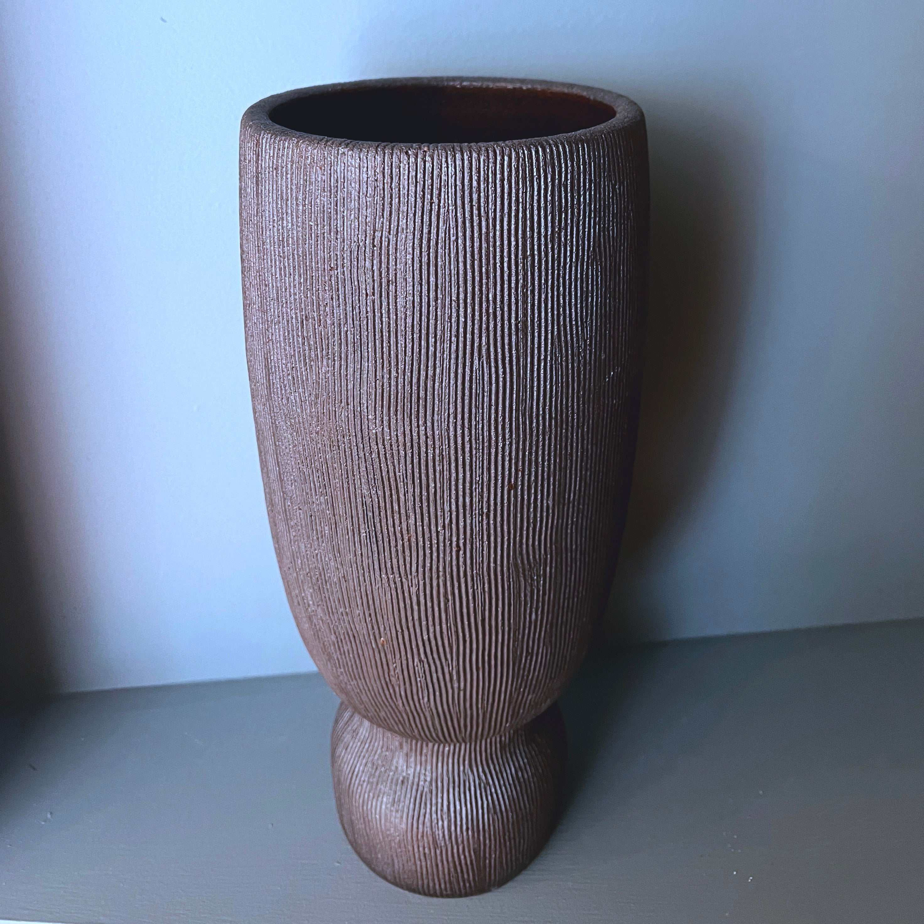 Textured Clay Footed-Vase