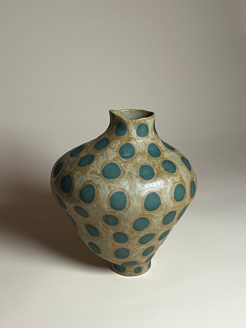 Jenny Rice -  Molted Taupe Green Spots