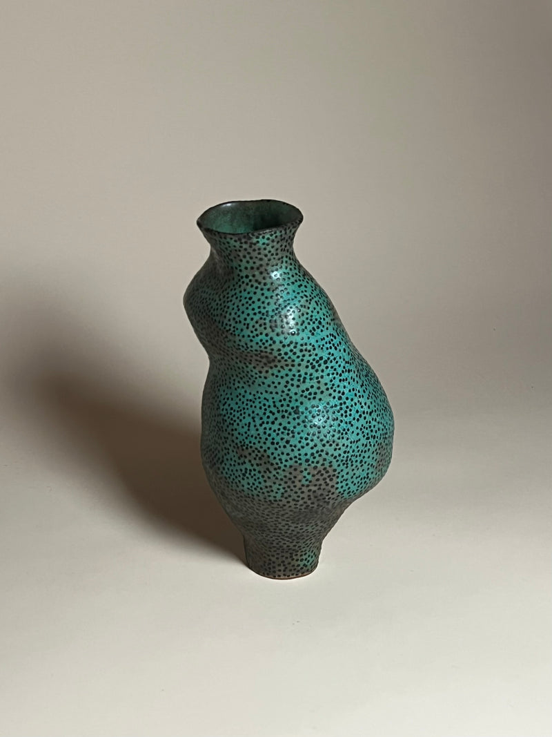 Jenny Rice -  Copper Green With Black Dots