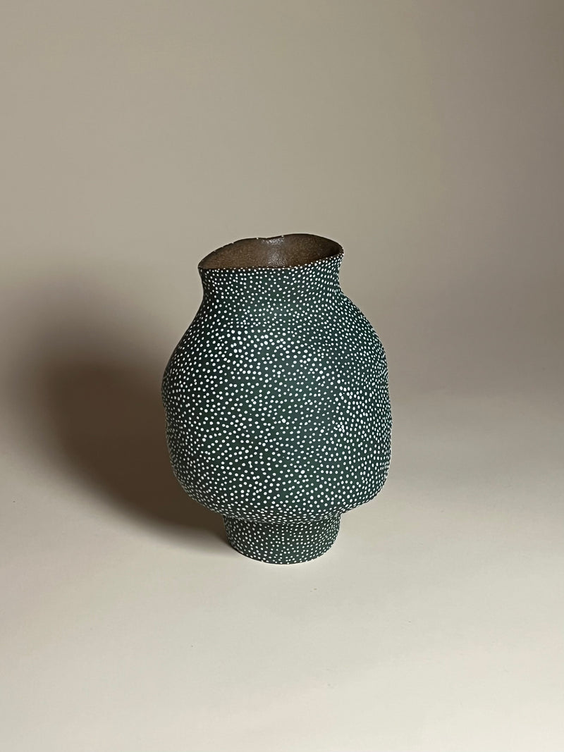 Jenny Rice -  Matte Green with White Dots