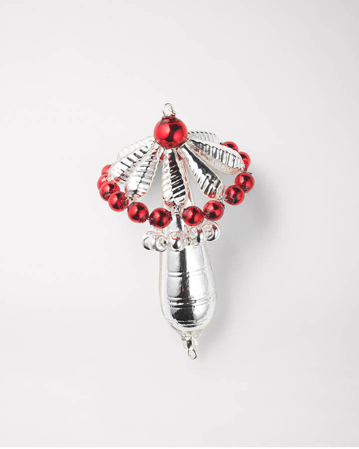 Handmade Glass Bead Ornament - Mushroom