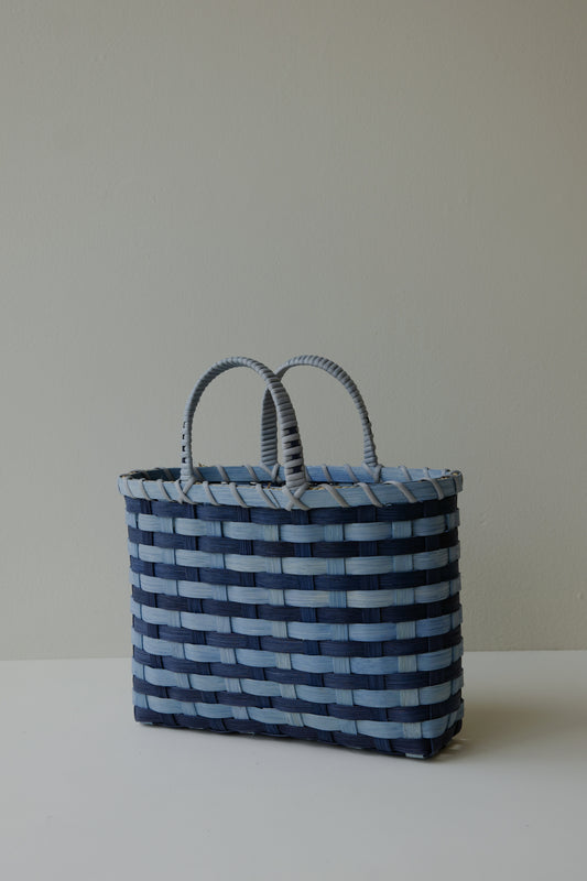 Underwater Weaving Studio - T-Striped Retro Travel Tote - French Blue & Navy