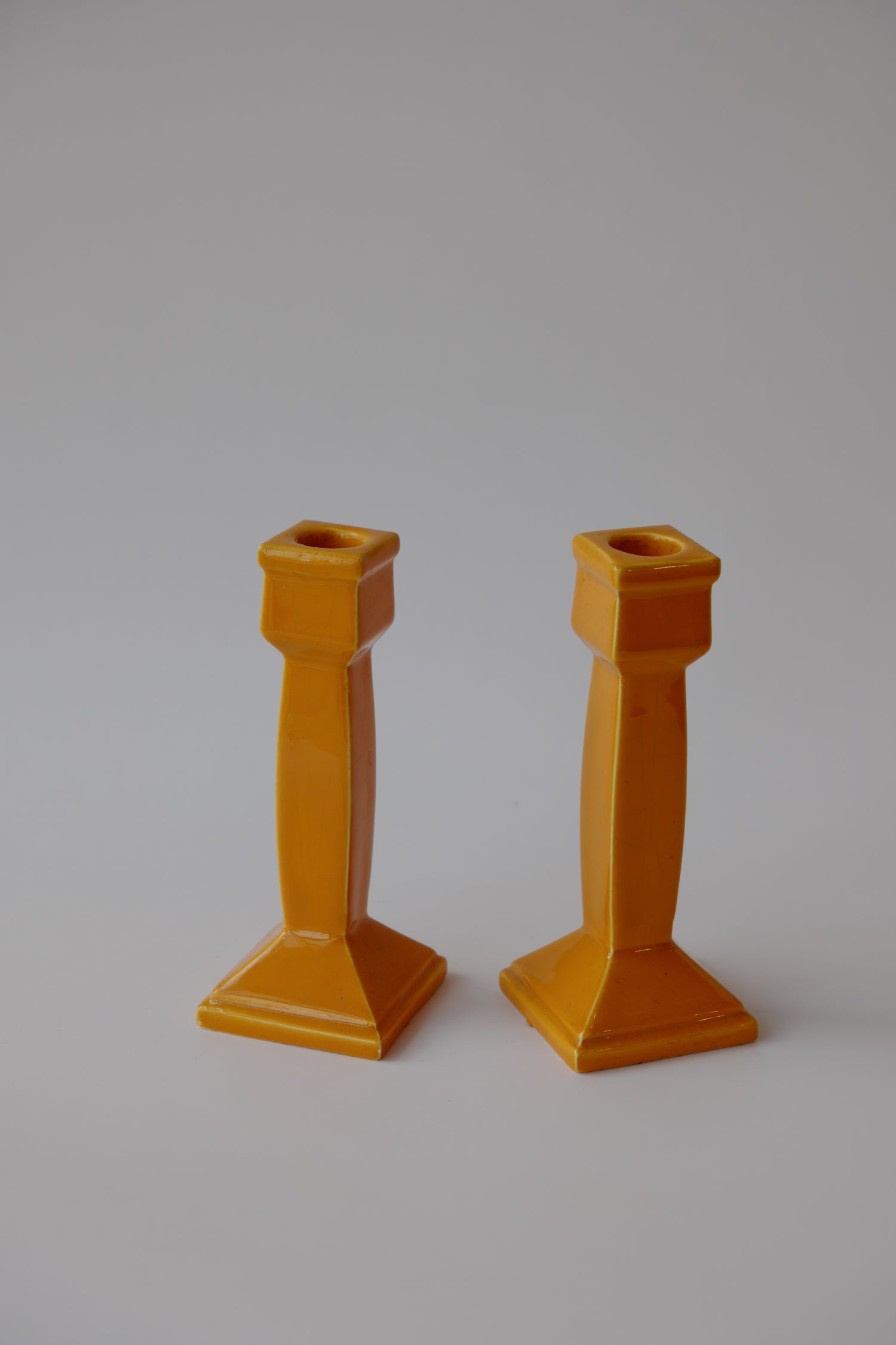 Vintage - Yellow Ceramic Candlesticks