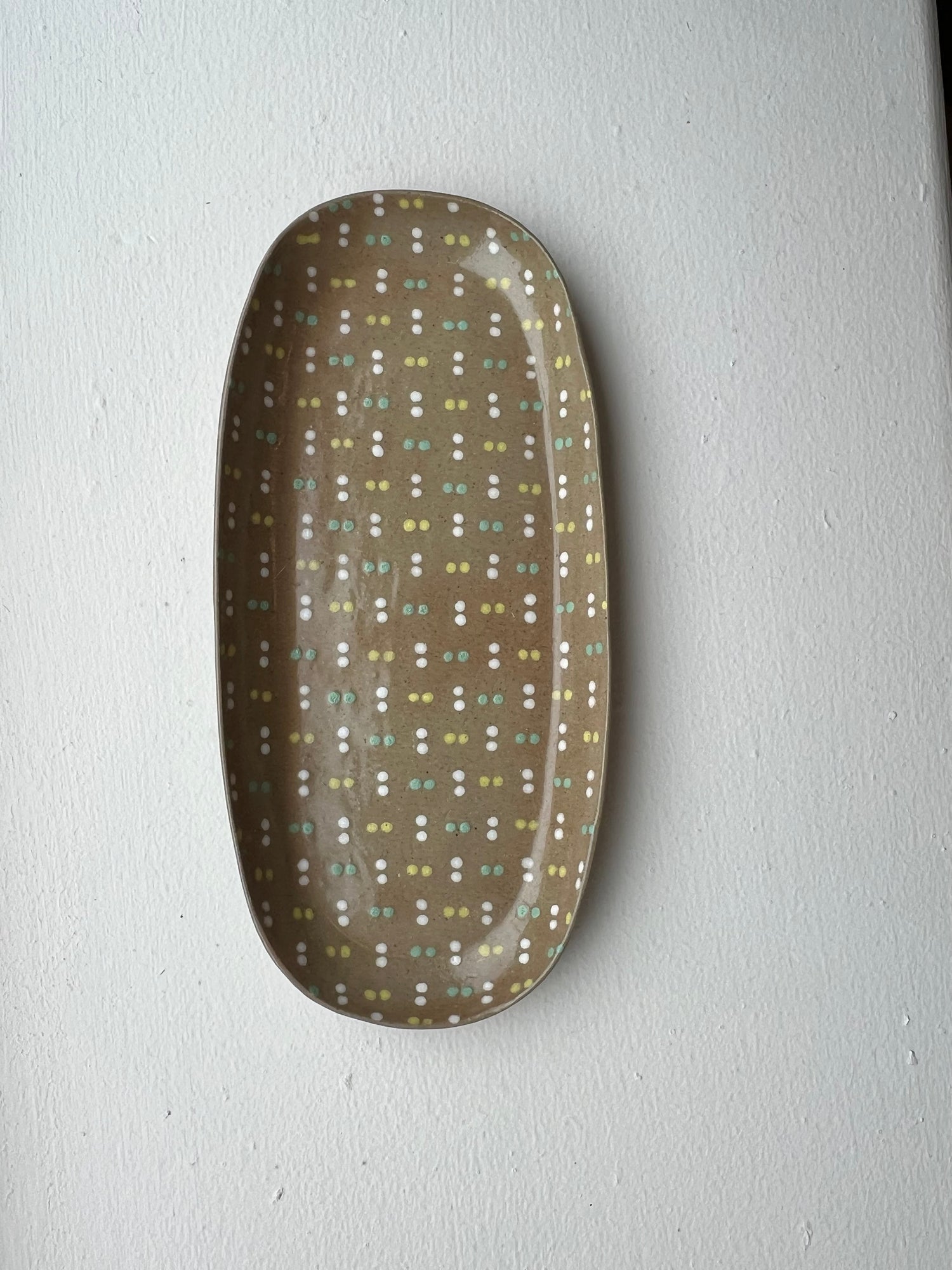 Simone Fennel - Pencil Tray - Tan/Yellow/Teal/White Dot