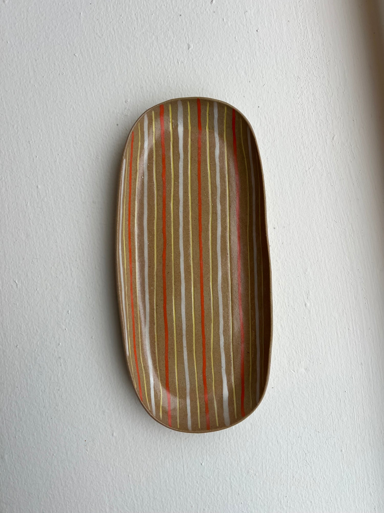 Simone Fennel - Pencil Tray - Tan/Red/Yellow/White Stripe
