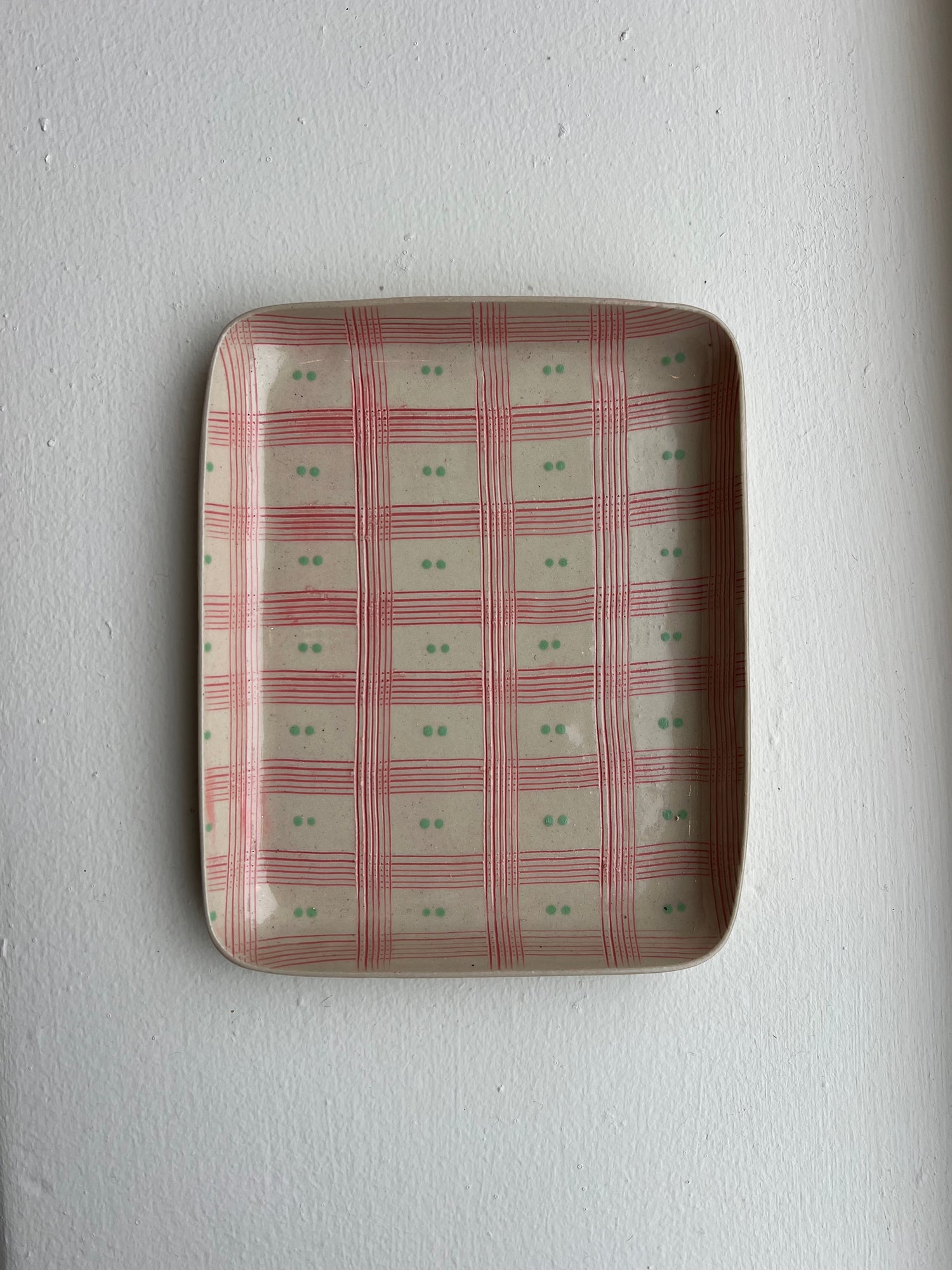 Simone Fennel - Rectangle Tray - Red/Teal Dot