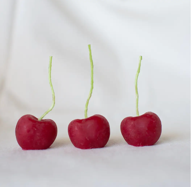 Set of 5 Cherry Beeswax Birthday Candles