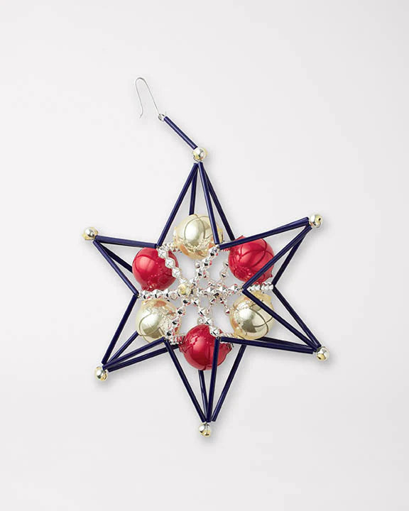 Handmade Glass Bead Ornament - Harlequin Star