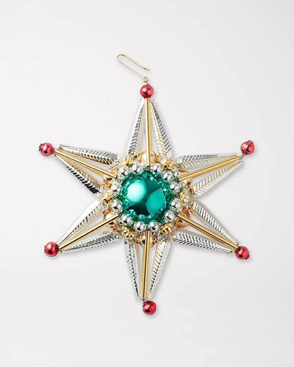 Handmade Glass Bead Ornament - Jade Star